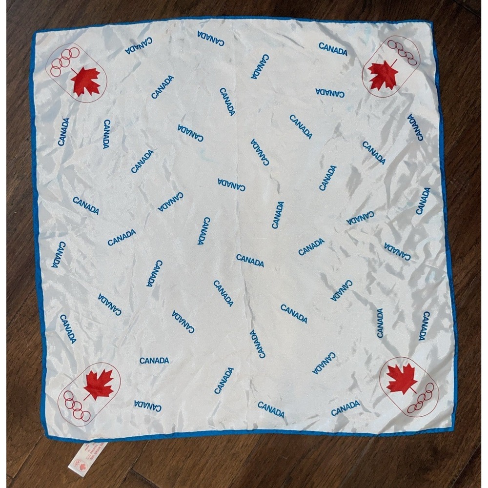 Vintage Canada Winter Olympic Games Handkerchief 22.5" x‎ 22.5"